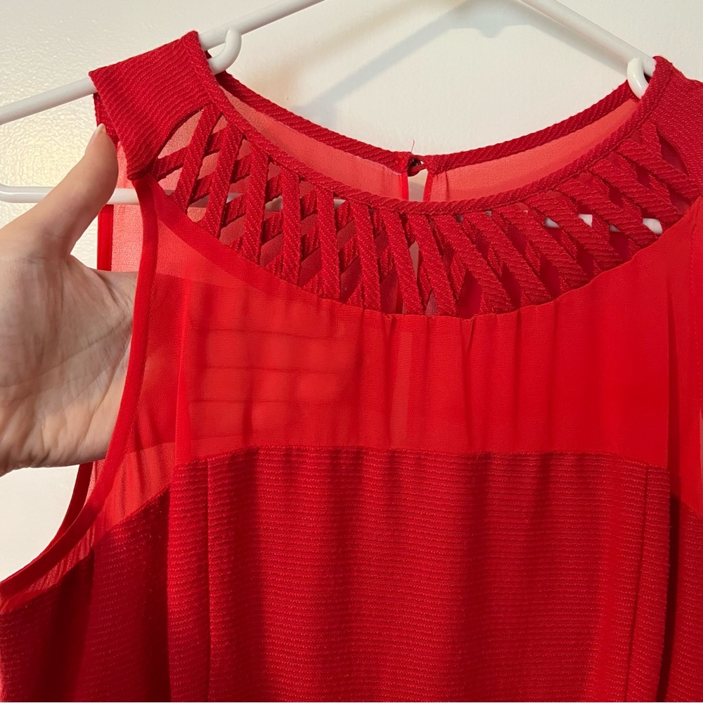 Maeve Anthropologie Red Lattice Dress - Picture 3 of 8